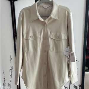 Good American Cream Button-Up Shirt